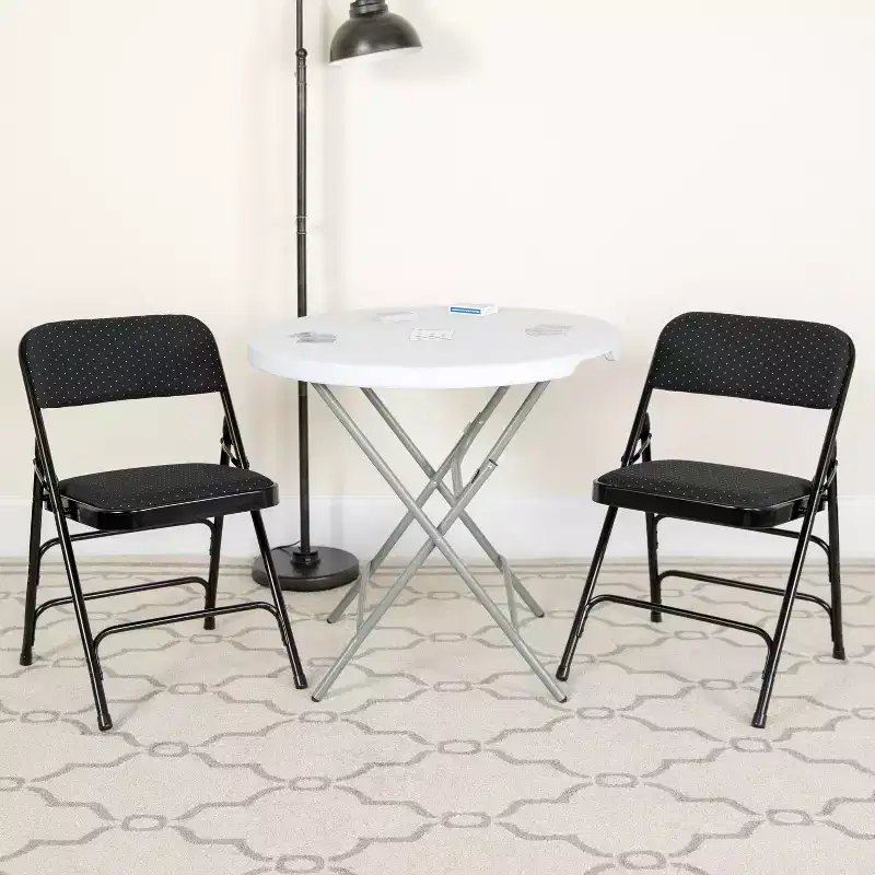 Emma and Oliver 4 Pack Curved Triple Braced & Double Hinged Fabric Upholstered Metal Folding Chair