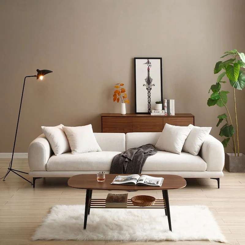 108.3in Upholstered Blue White 4-Seater Modern Fabric Sofa Couch