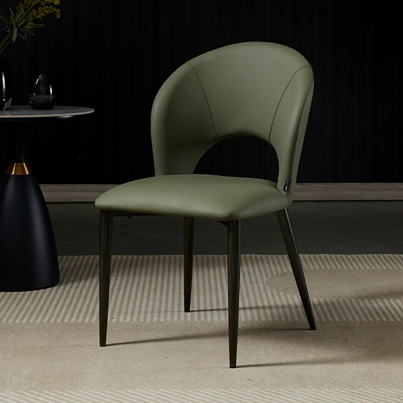 Mid Century Modern Dining Room Chairs Curved Back Faux Leather