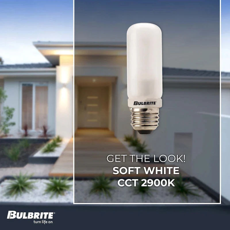 Bulbrite Pack of (4) 250 Watt 120V Dimmable T10 Halogen Mini Light Bulbs with Medium (E26) Base, 2900K Soft White Light