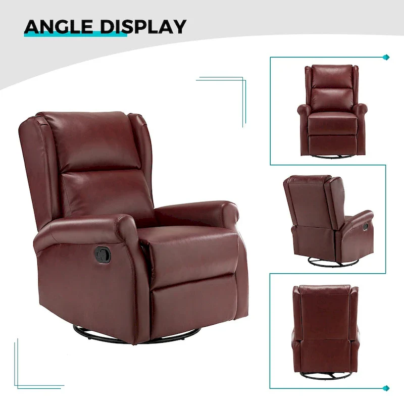 Faux Leather Swivel Nursery Recliners (Metal Base) — Set of 2