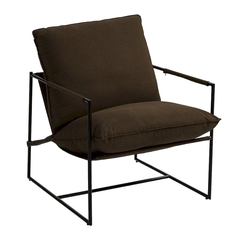 Metal Framed Accent Chair Sling Armchair with Bag Cushion
