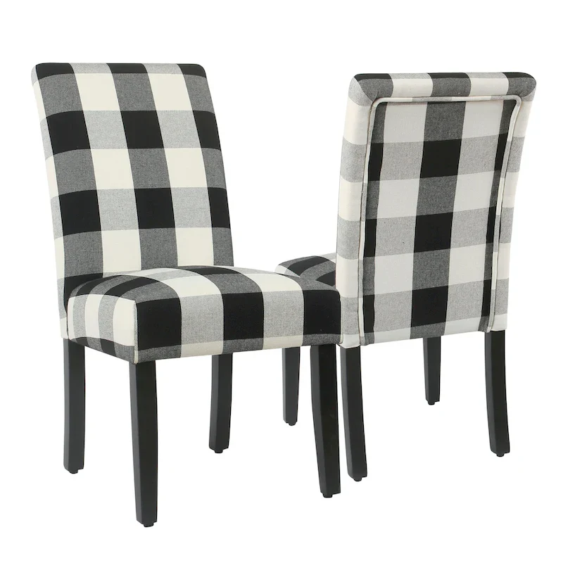 HomePop Black Plaid Parsons Dining Chair (Set of 2)