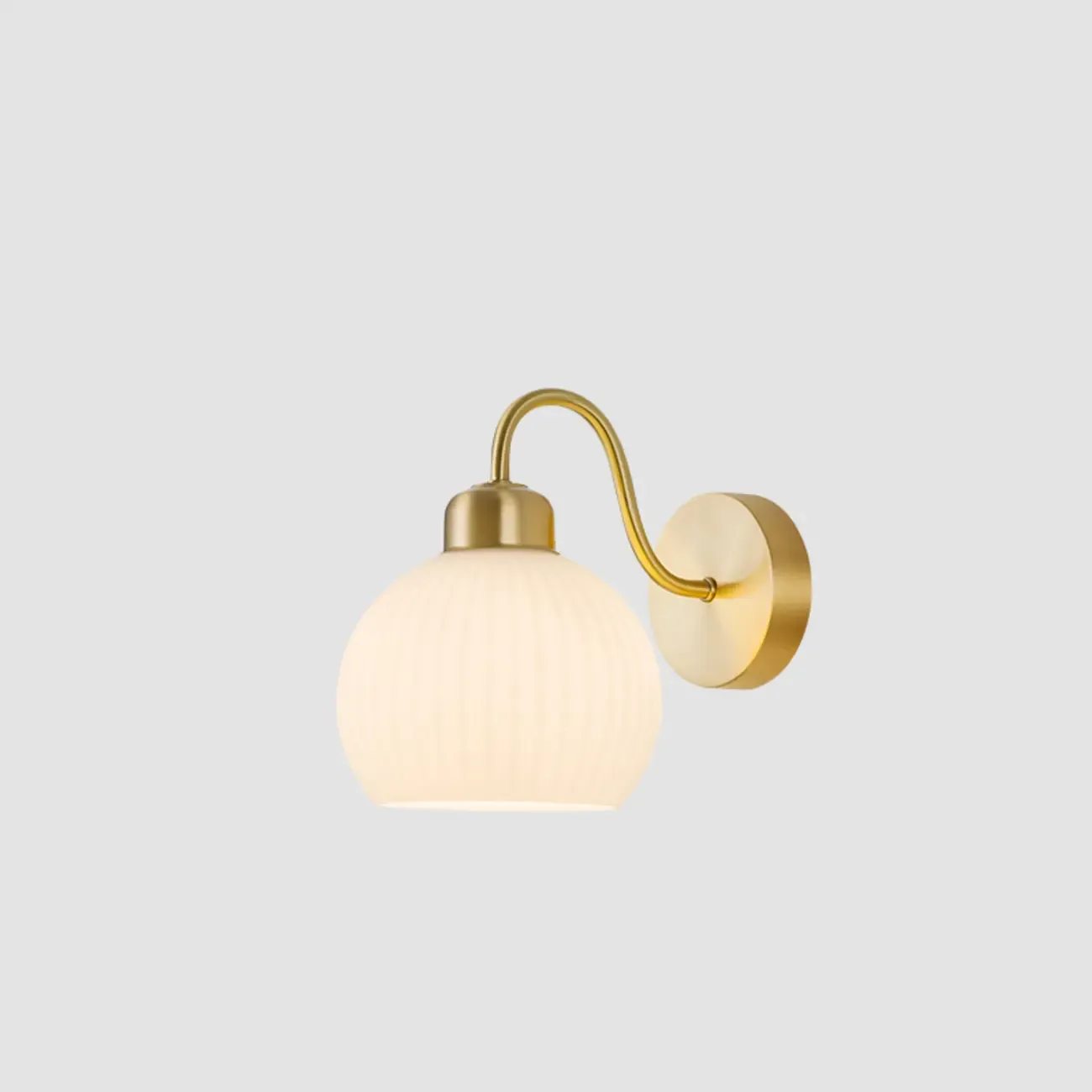 Modern Dual White Glass Dome Brass Wall Lamp