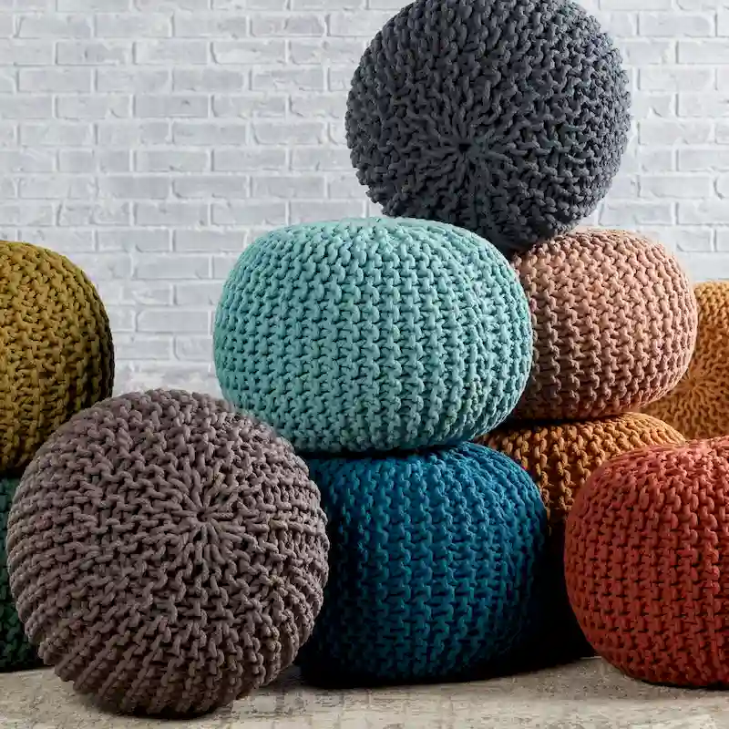 Spectrum Pouf Textured Round Pouf
