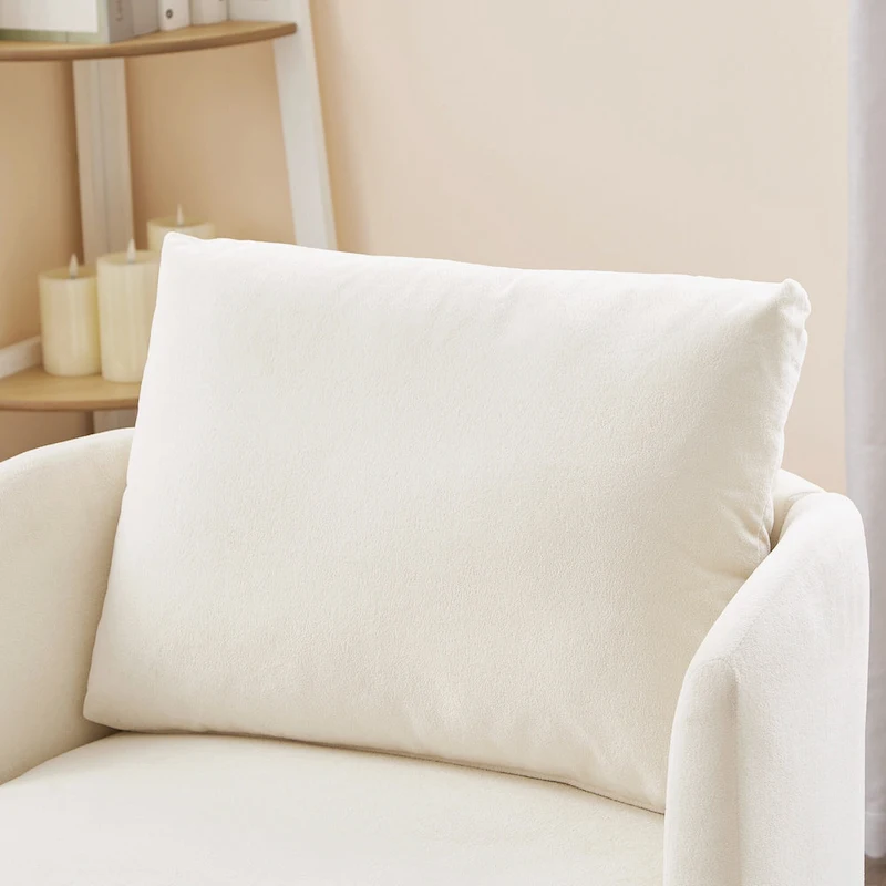 Chenille 360 Swivel Barrel Chair with Ergonomic Curved Design and 440lb Weight Capacity