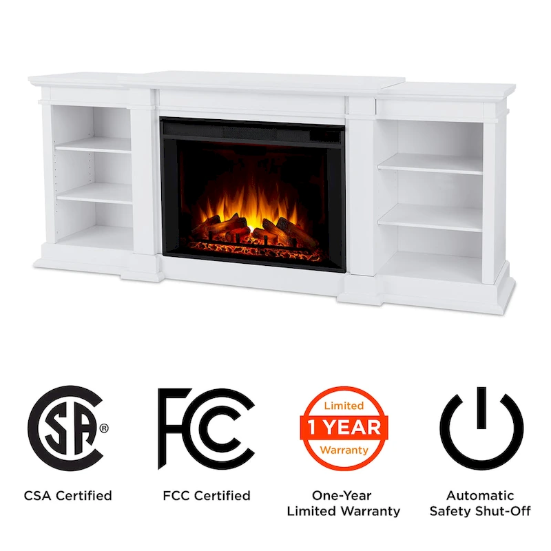 Eliot 81 Grand TV Stand Electric Fireplace in White by Real Flame