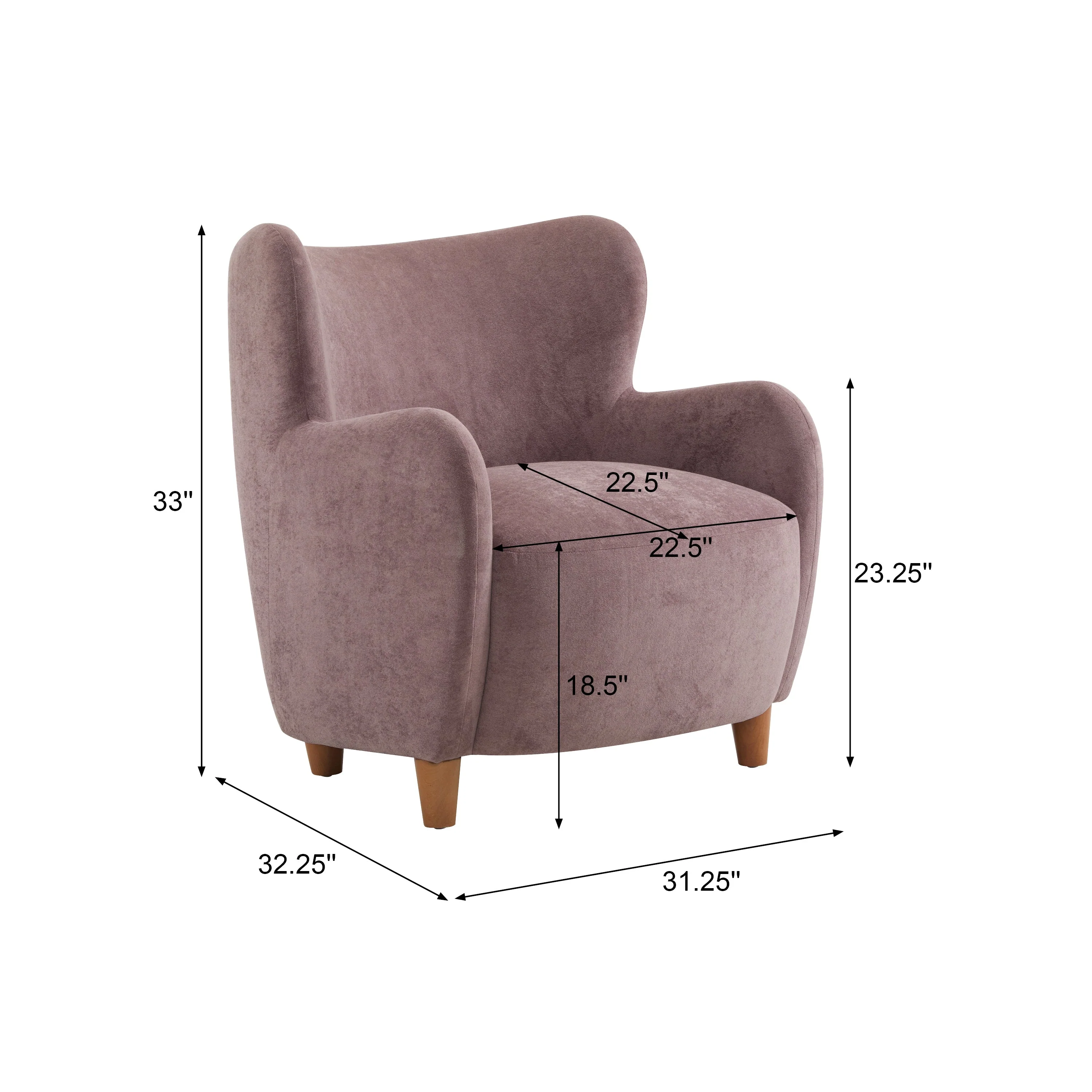 Luxury Modern Fabric Armchair with Round Arms & Tapered Legs