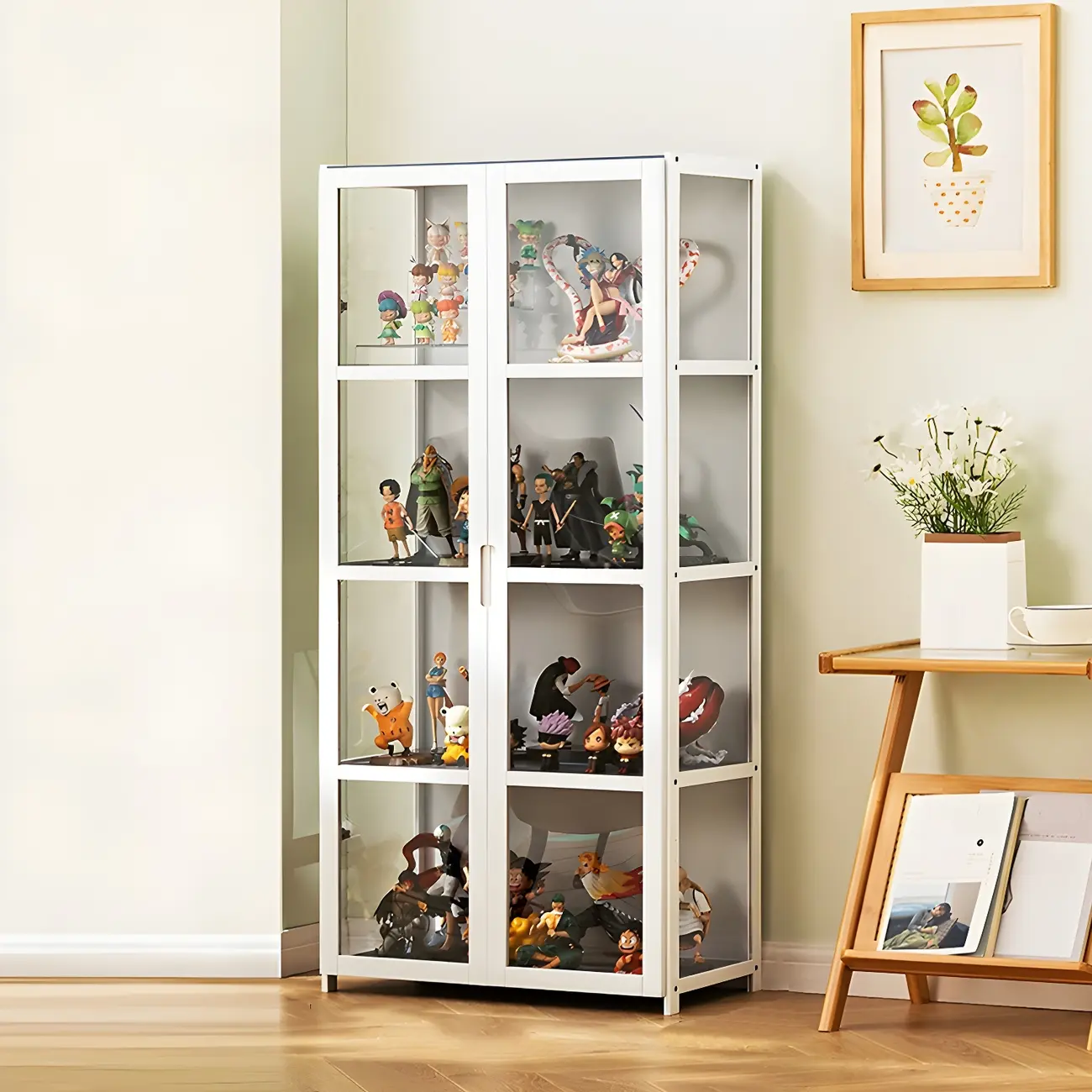 Modern Natural Bamboo Acrylic Standard  Display Cabinet