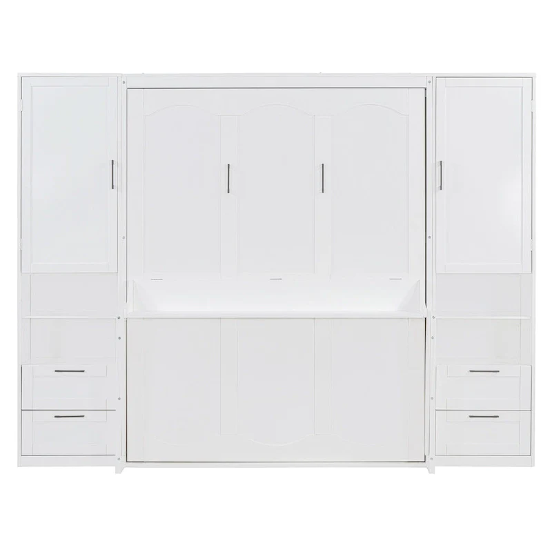 Murphy Bed (Wall Bed) — Featuring Wardrobe, Desk, Drawers, And Shelving