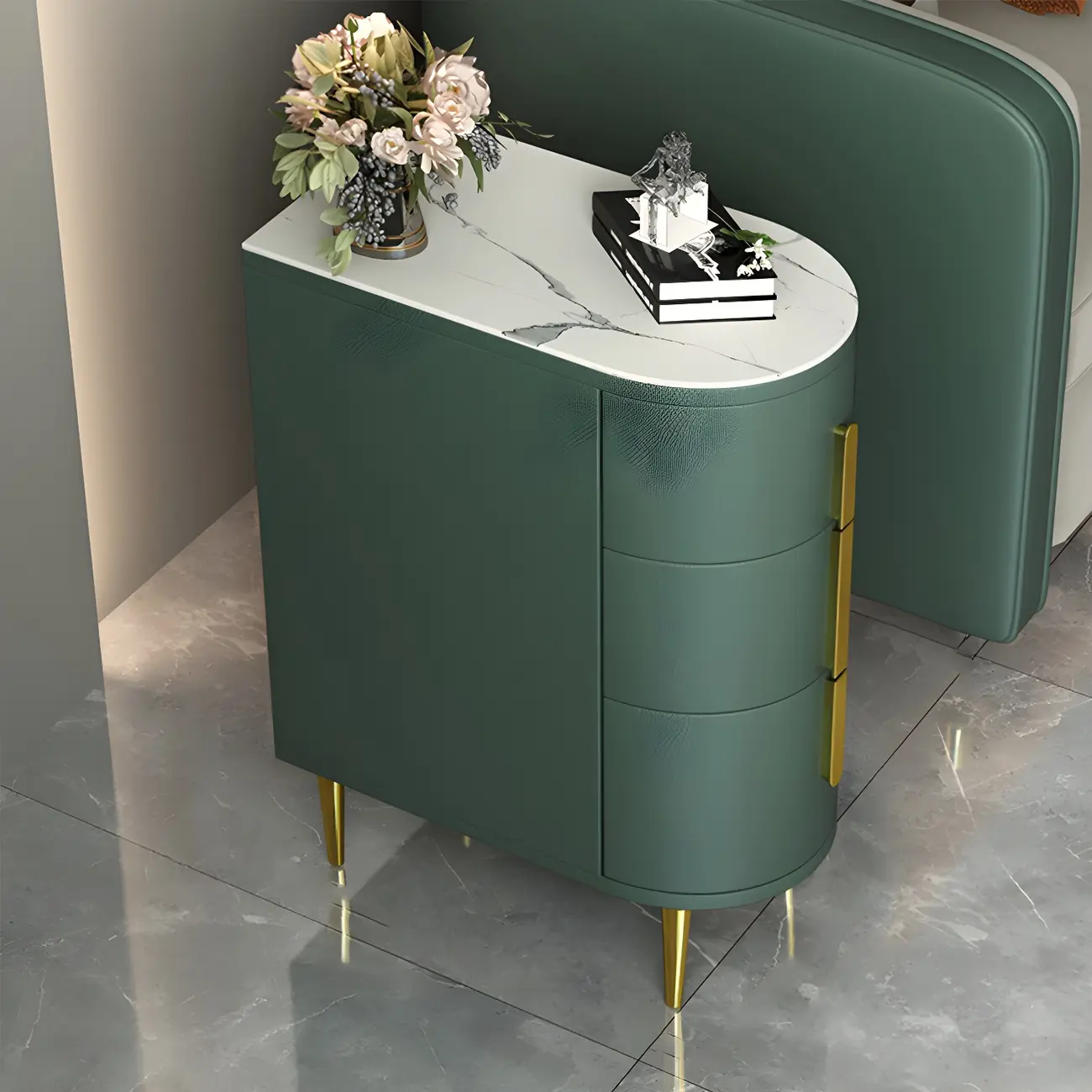 Modern Narrow Bedside Table with 3 Drawers