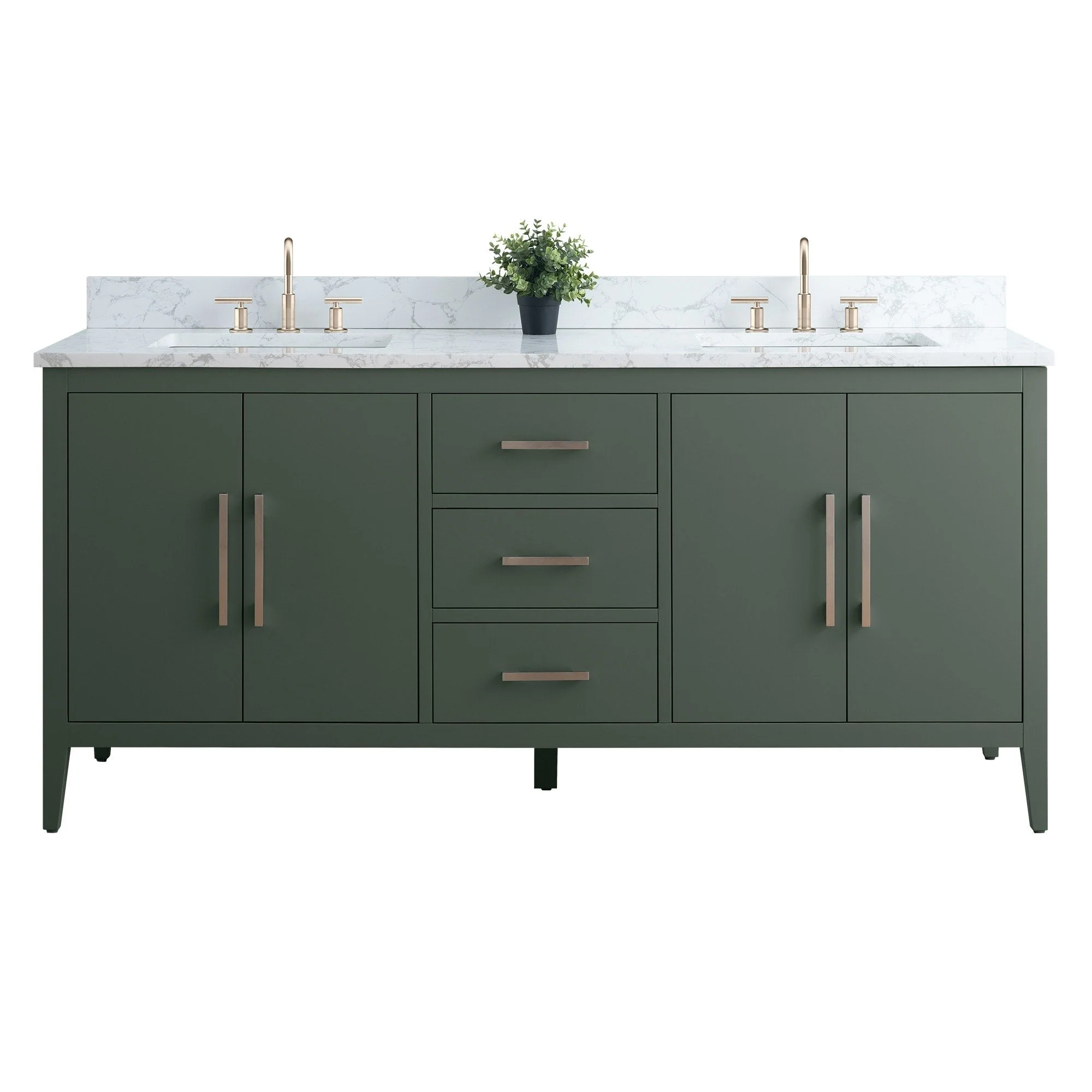 Vanity Art 72 Double Sink Bathroom Vanity Cabinet with Engineered Marble Top