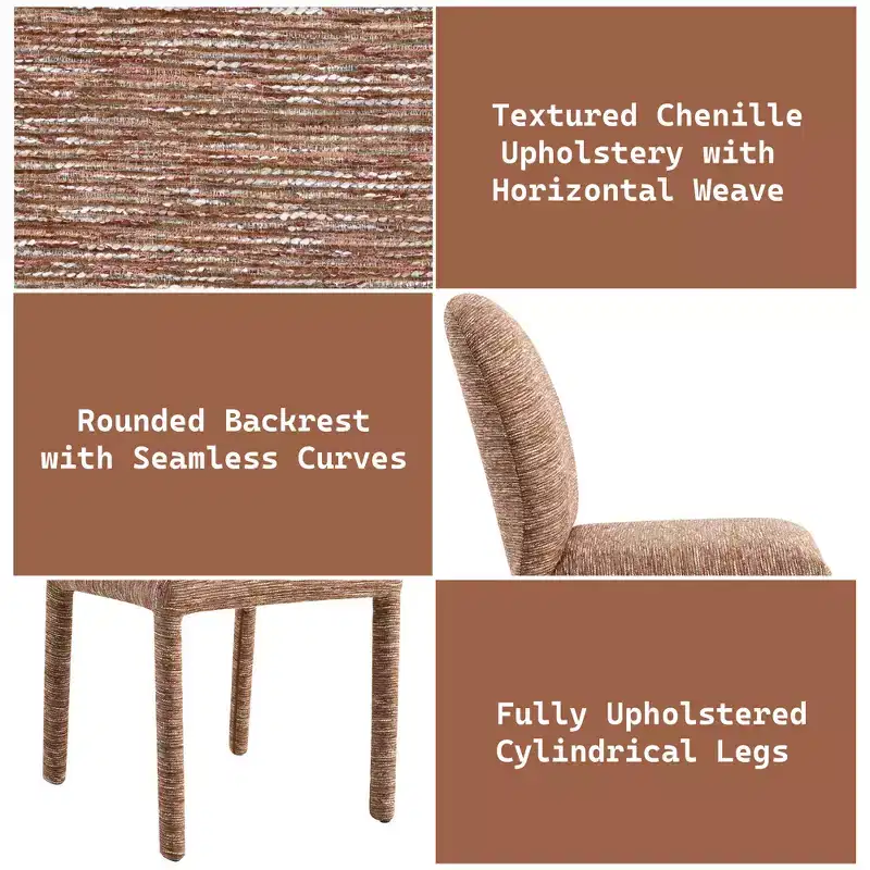 GDFStudio Voll Modern Metal Chenille Upholstered Dining Chair (Set of 2)