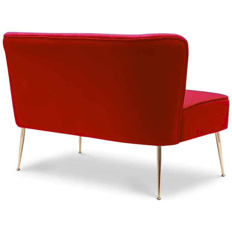 Upholstered Velvet Polyester 46 Wide Loveseat - Armless/ Scalloped Back