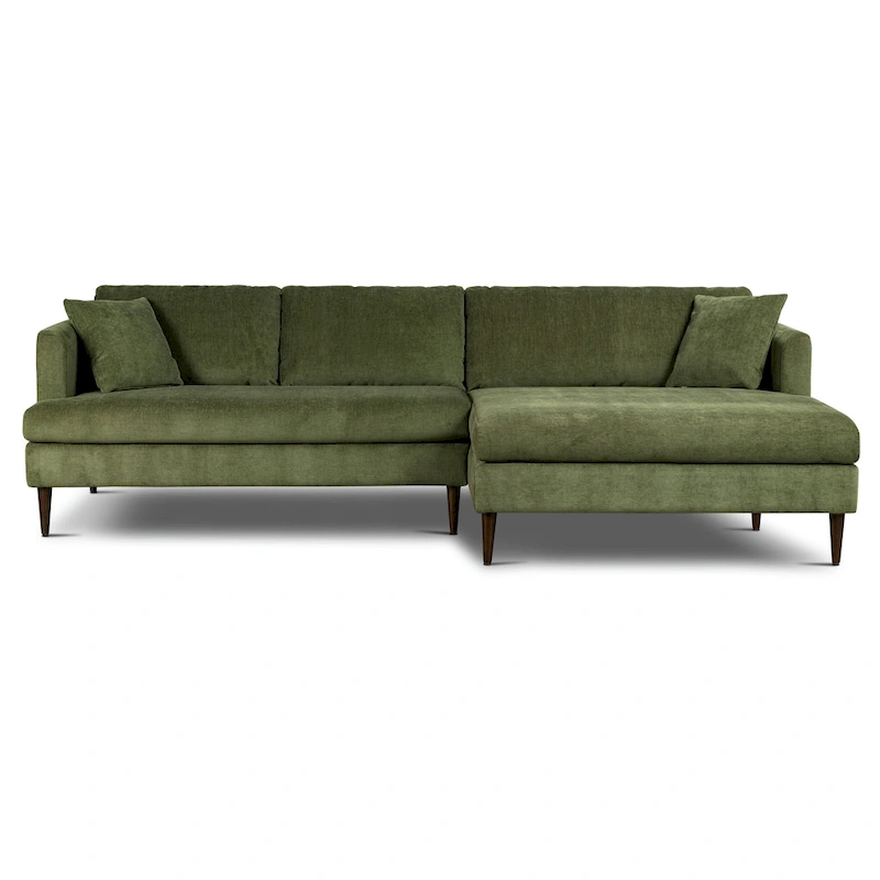Poly & Bark Lucerne Sectional with Extra-Wide Chaise in Distressed Green Velvet