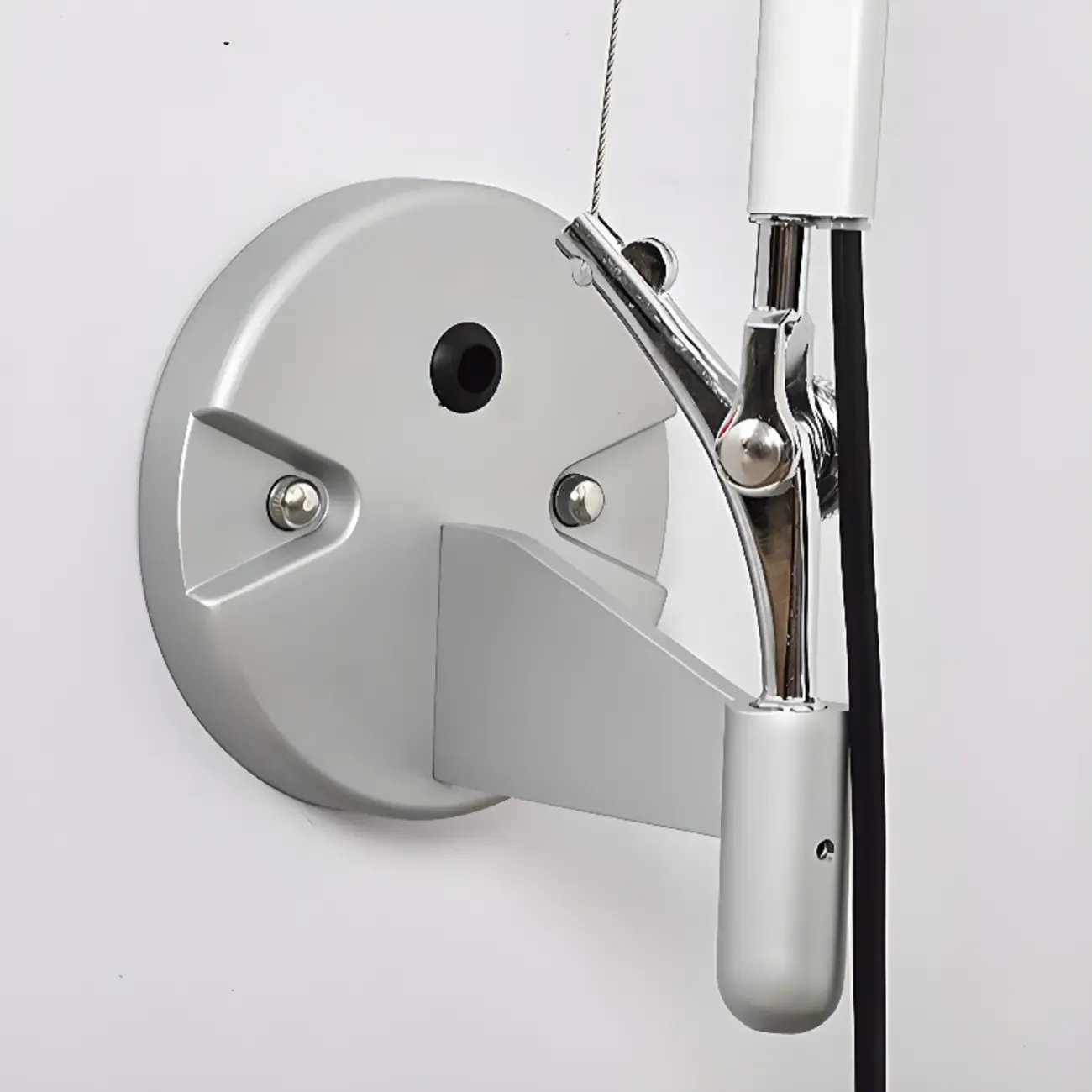 Industrial Metal Silver and Black Swing Arm Wall Light with Shade