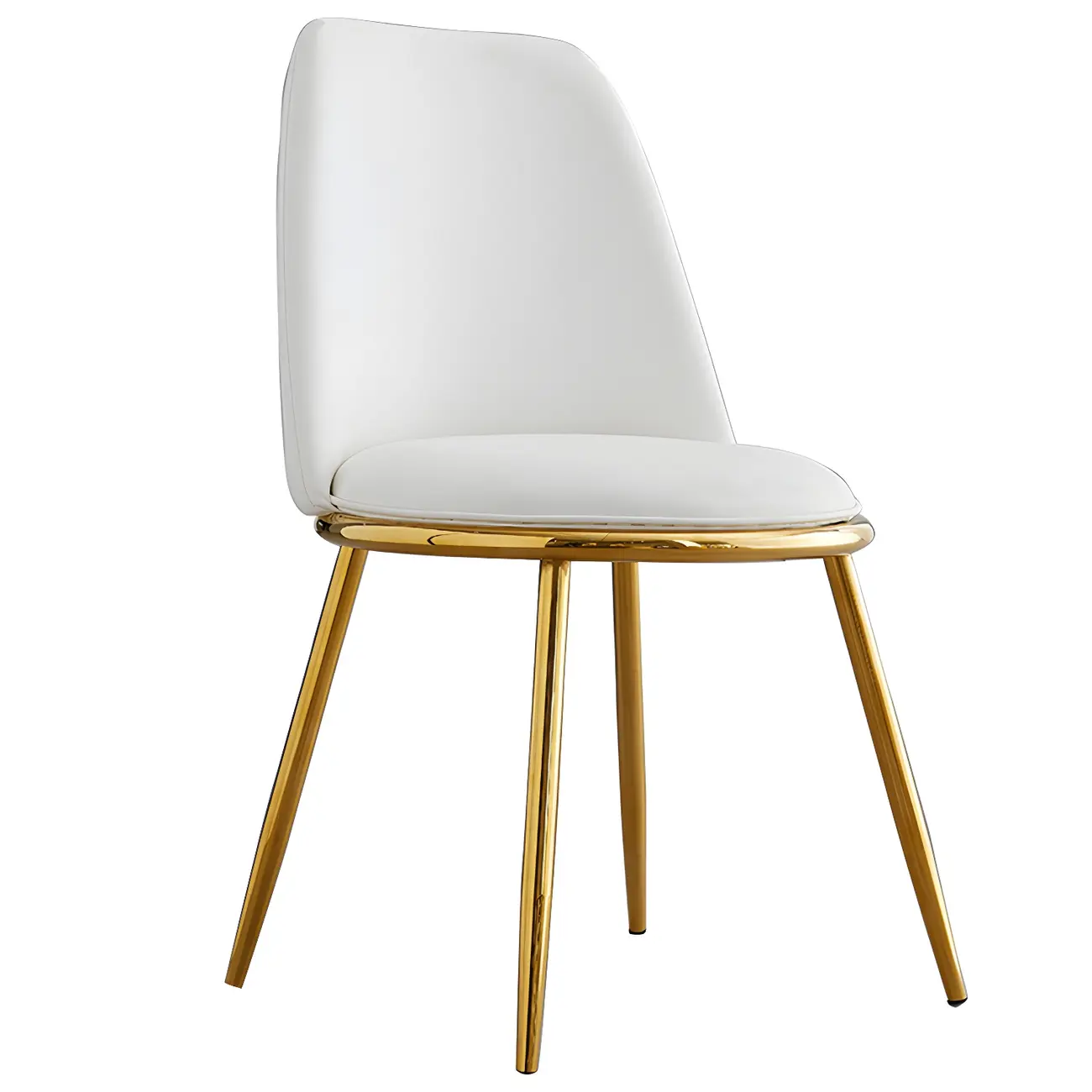 Glam Scandinavian Leather Armless Dining Chairs Metal Frame