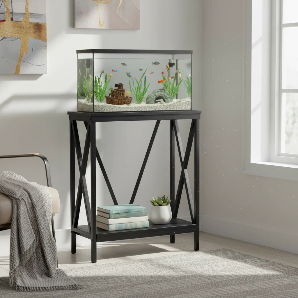 20 Gallon Steel X-Frame Aquarium Stand in Black