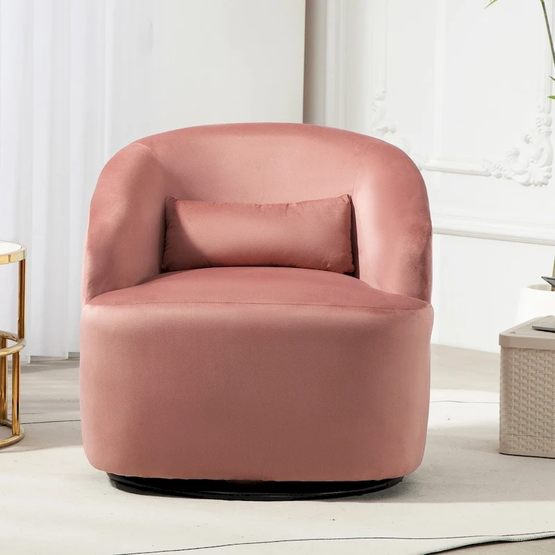 Modern Velvet Upholstered Swivel Accent Chair