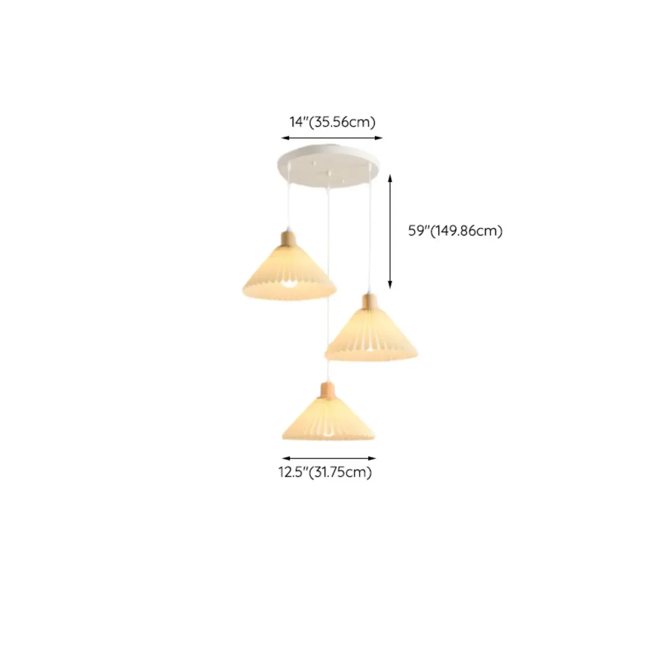 Modern Beige Pleated Fabric Kitchen Pendant Light