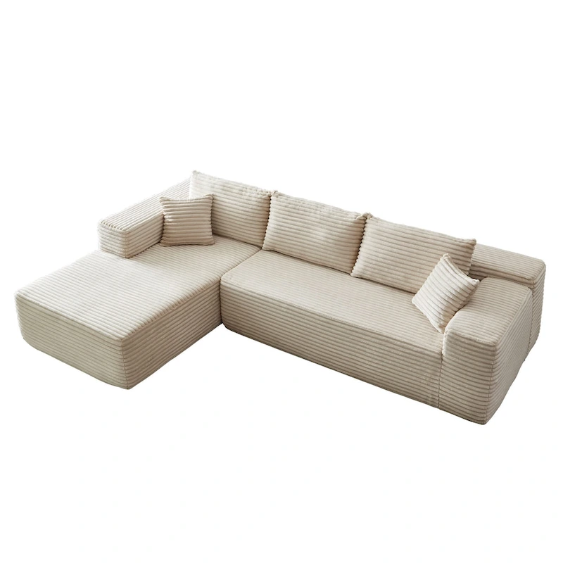 OVIOS Long Plush No Assembly Required Chaise Sofa