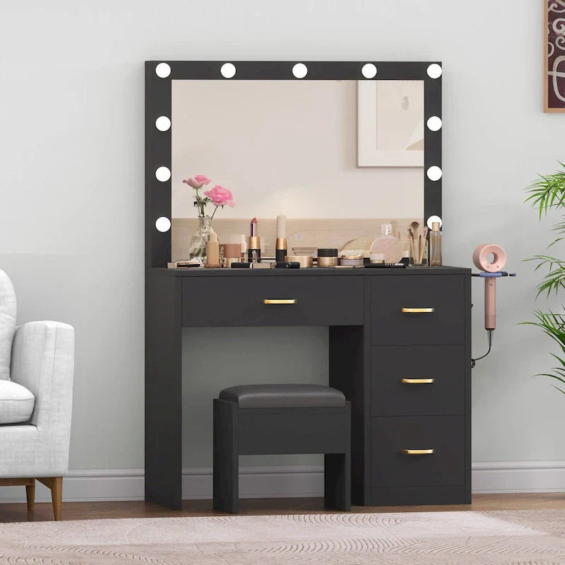 Moasis Makeup Vanity with 4 Drawers - 35.4 L x 23.6 W x 53.5 H