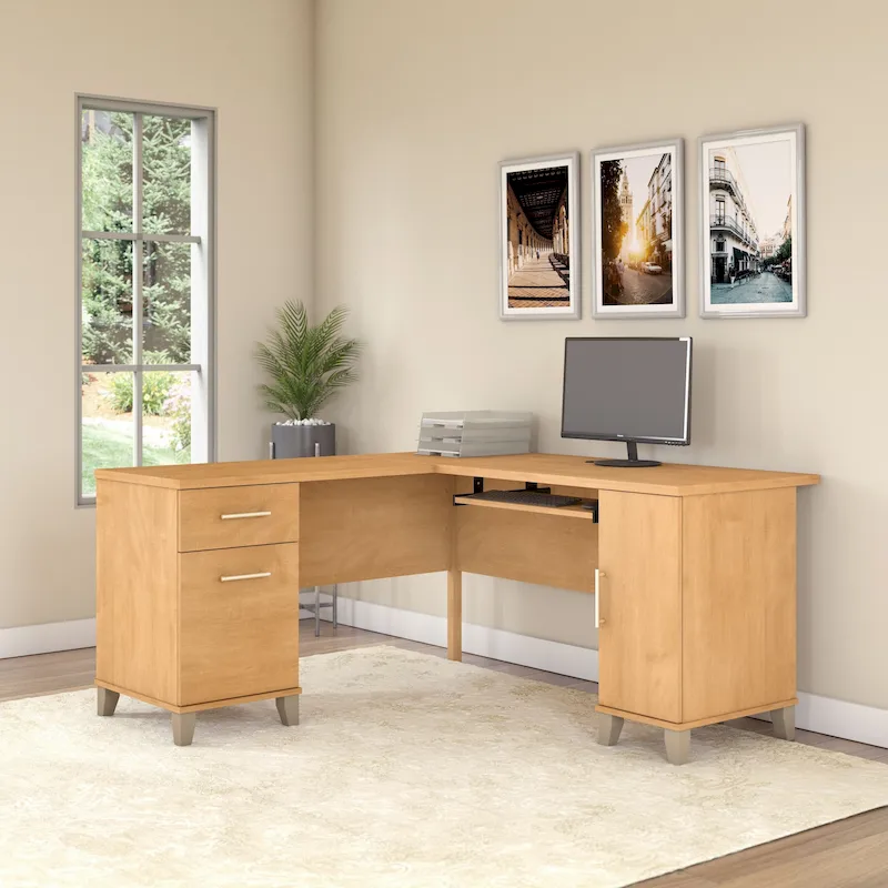 Somerset 60W L Shaped Desk with Drawers and Storage
