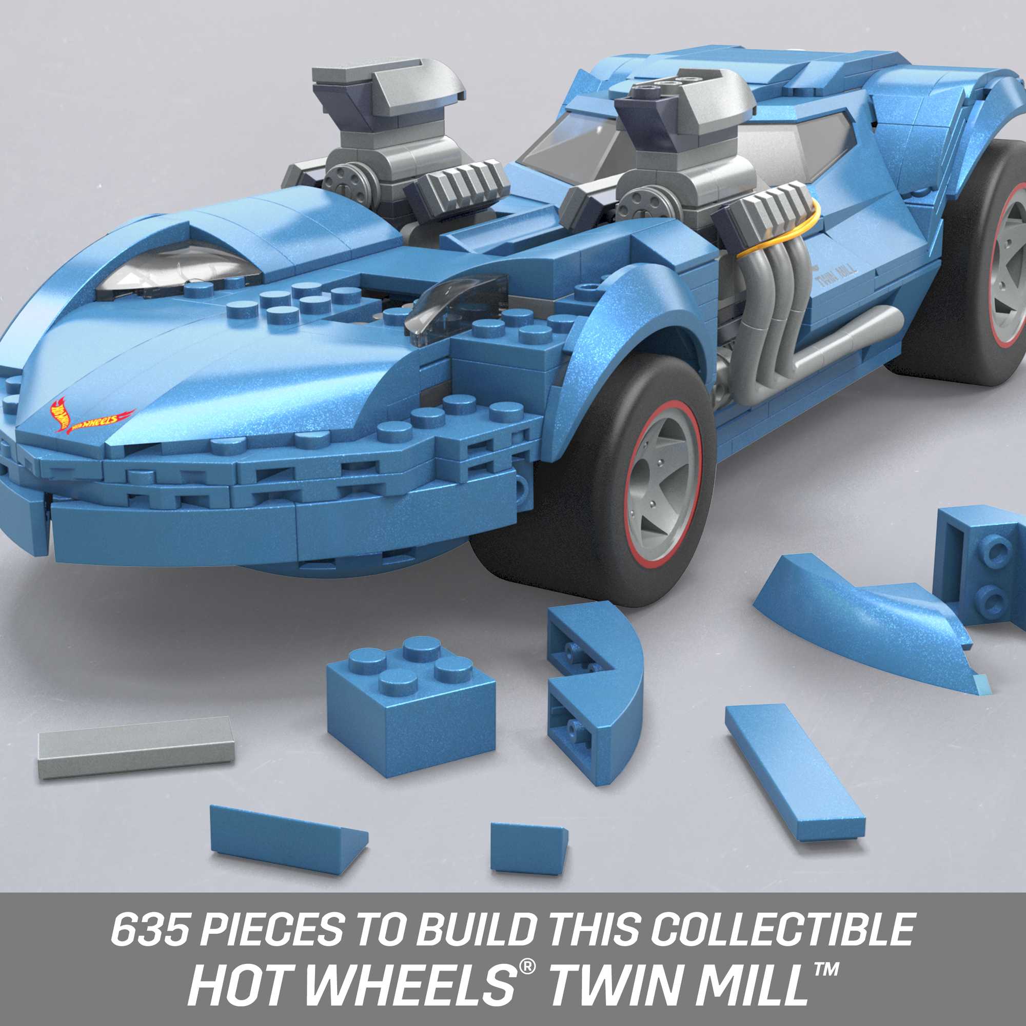 MEGA Hot Wheels Twin Mill Vehicle Building Kit (635 Pieces) For Collectors