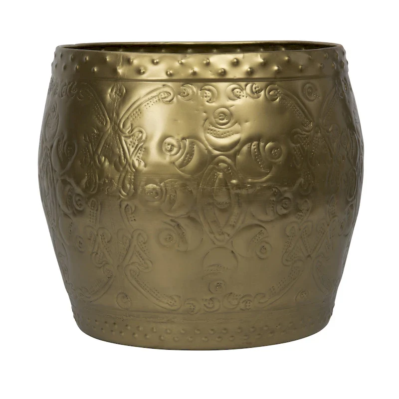 Debossed Metal Drum Side Table