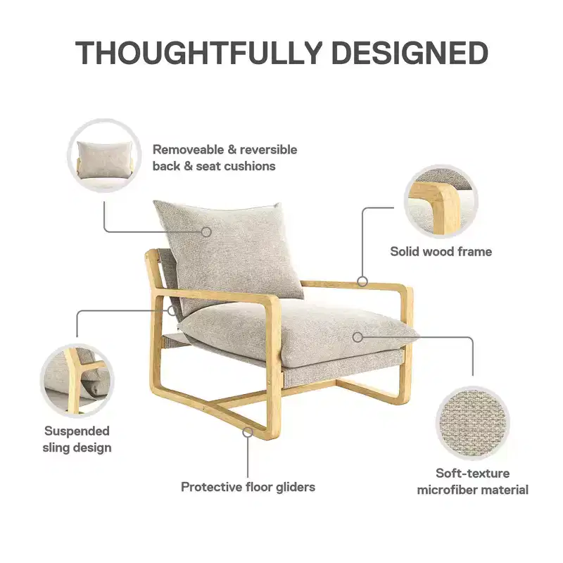 RealRooms Mika Upholstered Sling Accent Chair