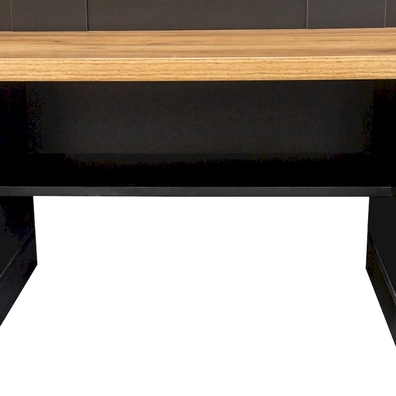 Farmhouse Hall Tree with Wood Grain Bench, Hooks and Bottom Cabinets