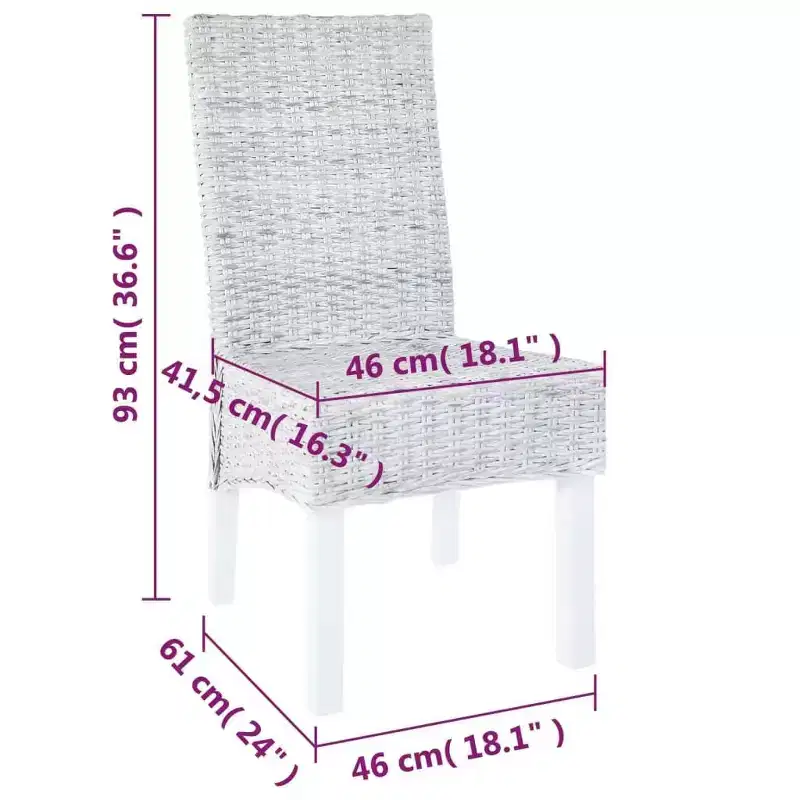 vidaXL Dining Chair Set of 2 Light brown with white wash finish