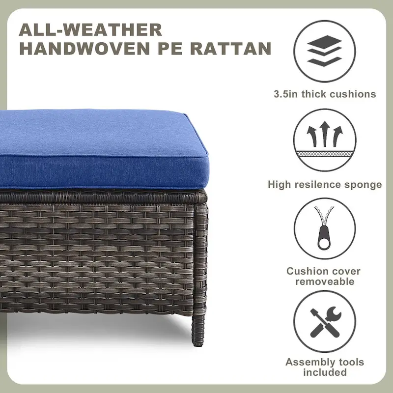 Propane Fire Pit Table Patio Chair Ottoman Sets - Grey