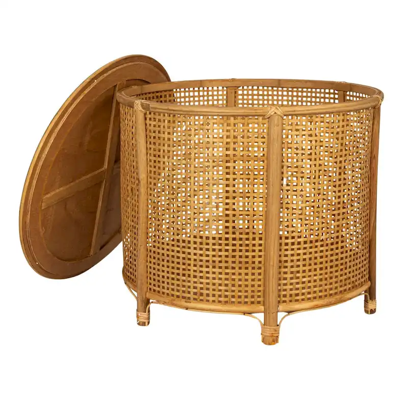 Bamboo and Rattan Accent Table