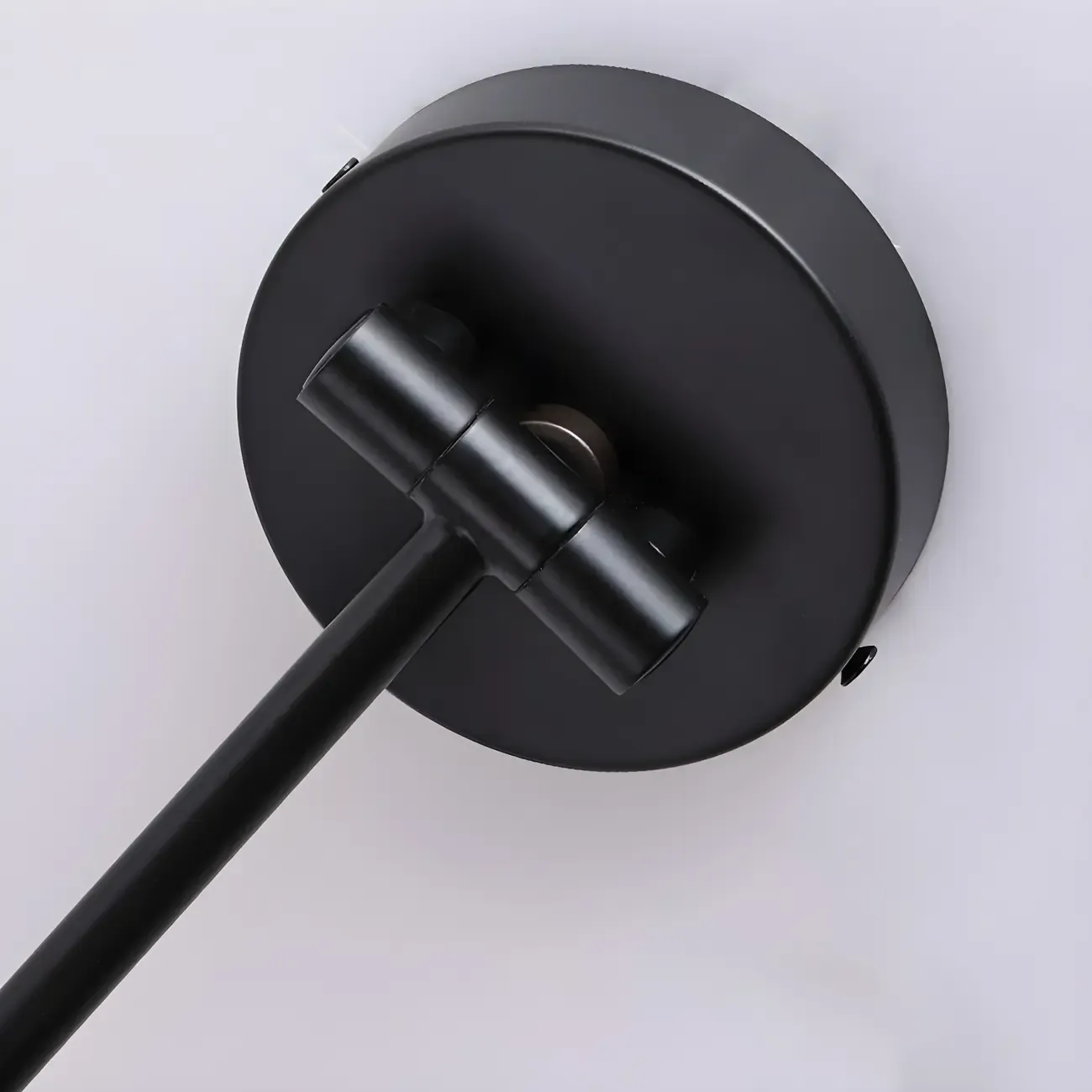 Black Metal Swing Arm Wall Light with Wood Shade