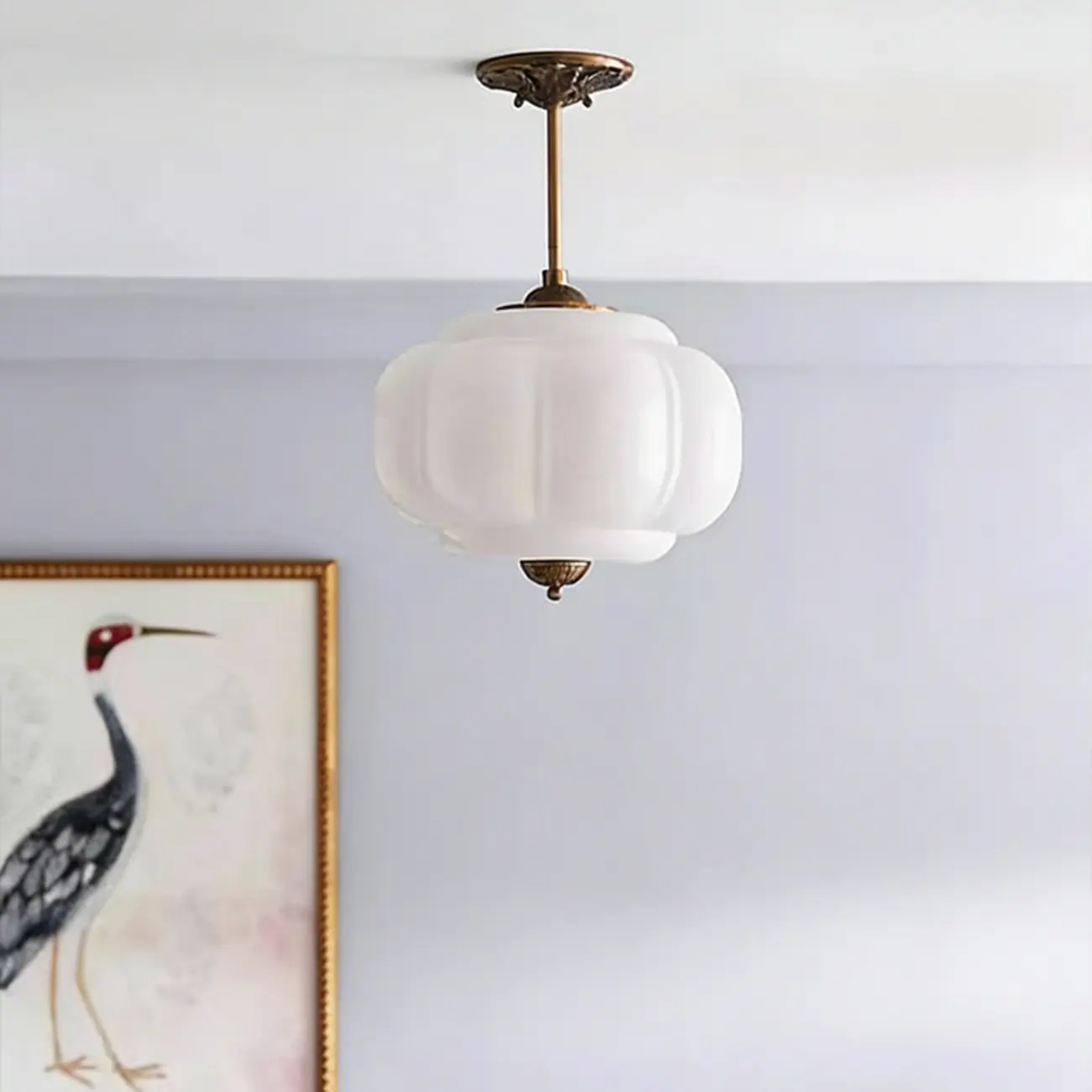 Elegant Glass Geometric Pendant Light Pumpkim Shaped