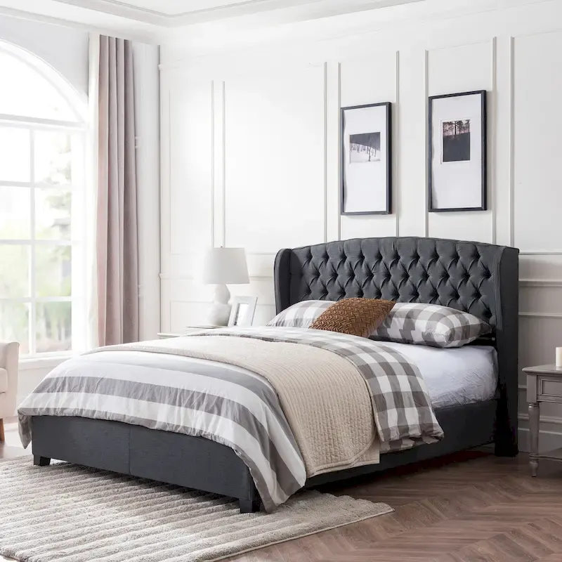 Upholstered Low-profile King Platform Bed