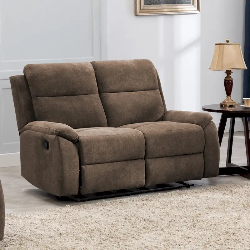 Transitional Fabric Living Room Reclining Loveseat