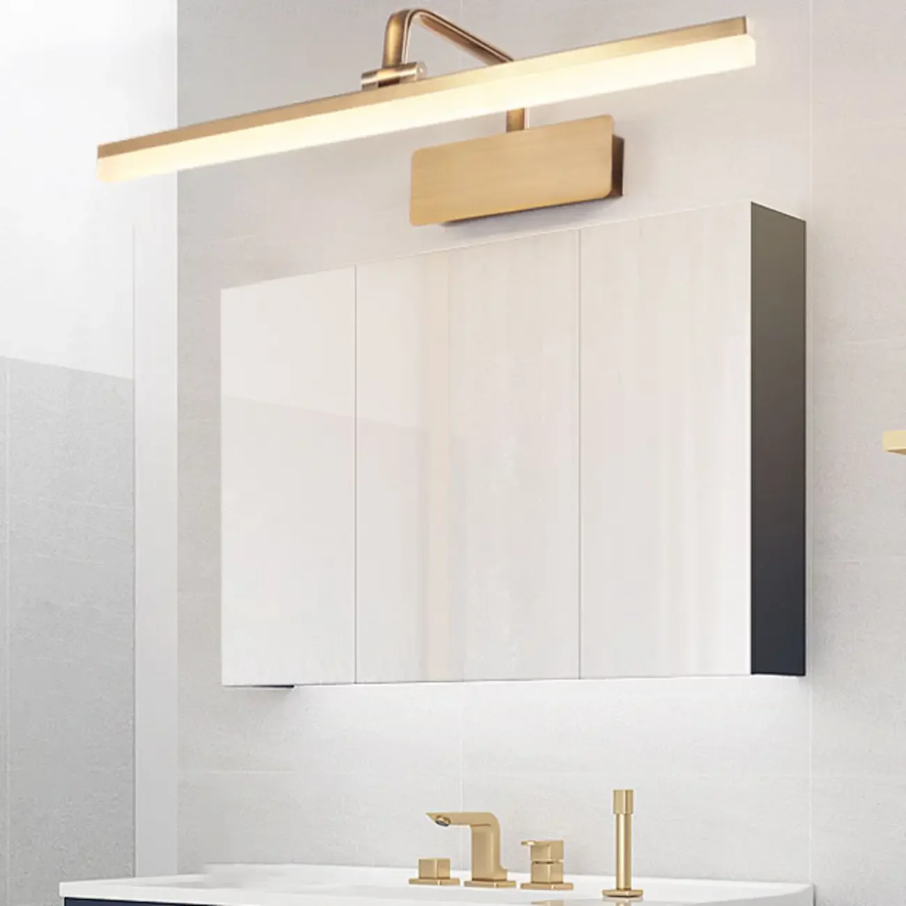 Modern Gold Geometric Vanity Light with Acrylic Shade