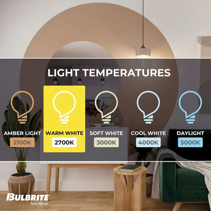 Bulbrite Pack of (4) 5 Watt Dimmable Clear Filament T14 Medium (E26) LED Bulb - 450 Lumens, 2700K, and 90 CRI