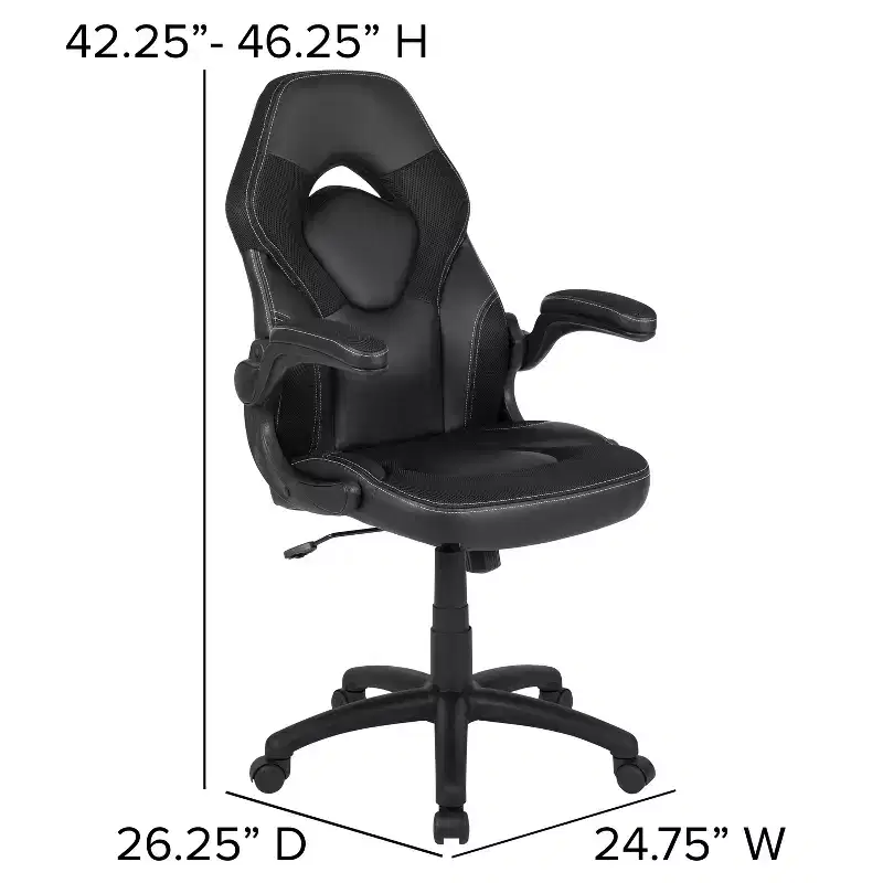 Flash Furniture Gaming Desk and Racing Chair Set with Cup Holder, Headphone Hook & 2 Wire Management Holes