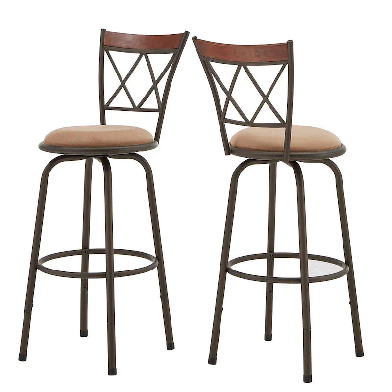 Verona Adjustable Bronze Finish X-Back Metal and Wood Trim 3pc Pack Stools by iNSPIRE Q Classic