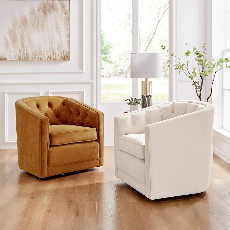 Walsh Fabric Swivel Barrel Chair