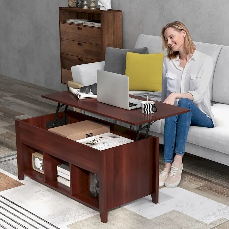 CCostway ostway Lift Top Coffee Table with Hidden Compartment and - See Details