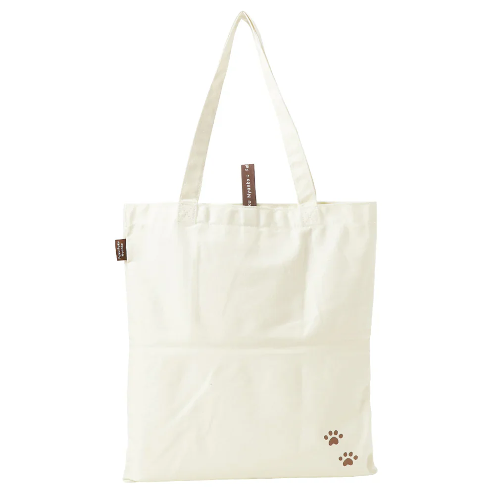 Hapins Canvas Tote White Bag Calico Cat