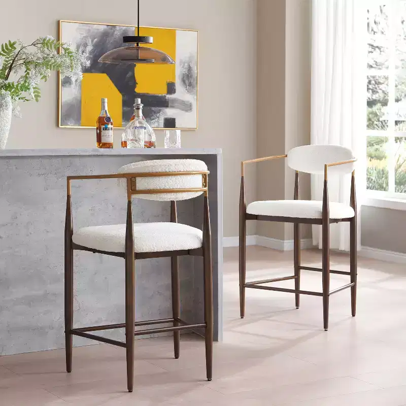 Christopher Knight Home Alger Modern Fabric Upholstered Iron 25 Inch Counter Stools (Set of 2)