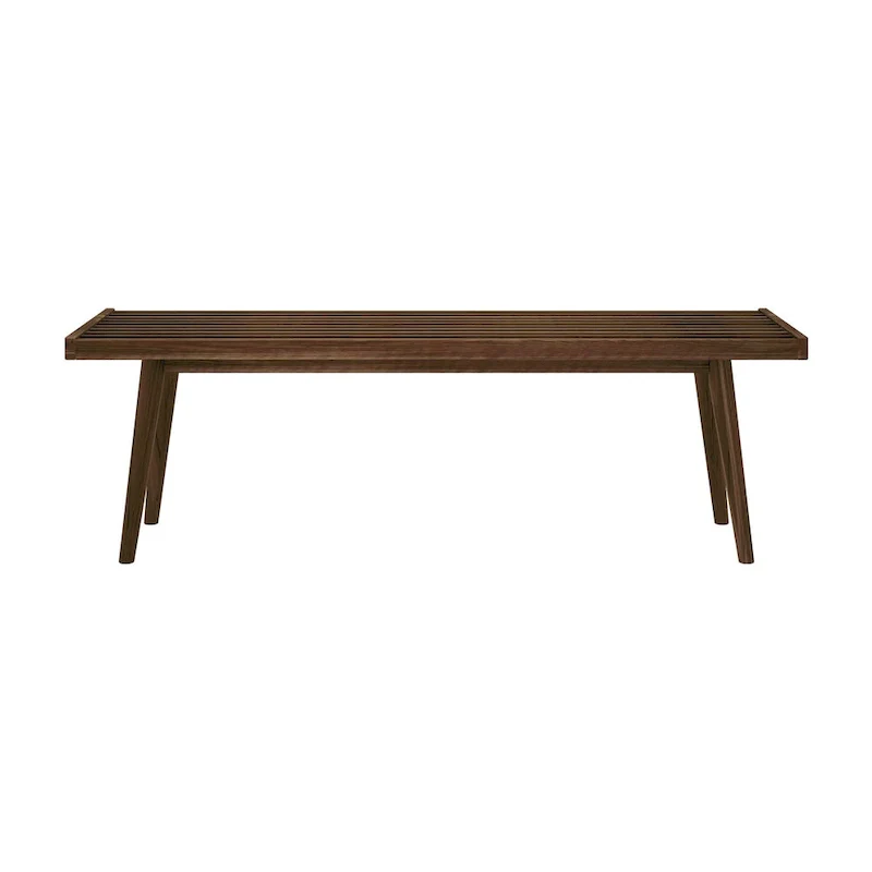 Plank and Beam Mid Century Double Wood Entryway Bench - 56.3 L x 16.5 W x 17.5 H
