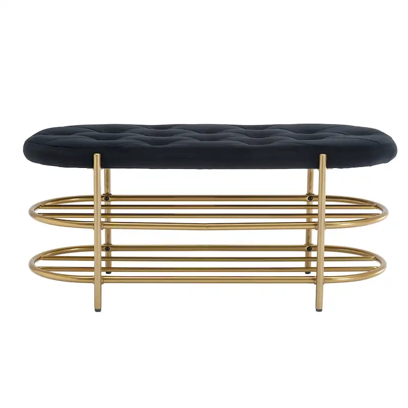 SEYNAR 40 Velvet Upholstered Living Room Bench with Double shoe rack