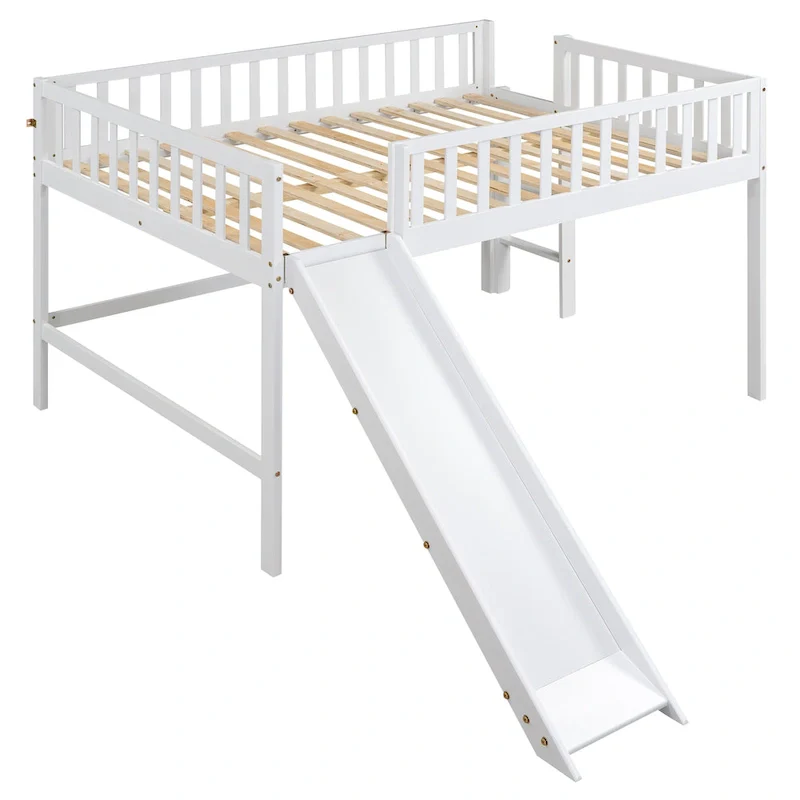 Pine Low Loft Bed with Slide