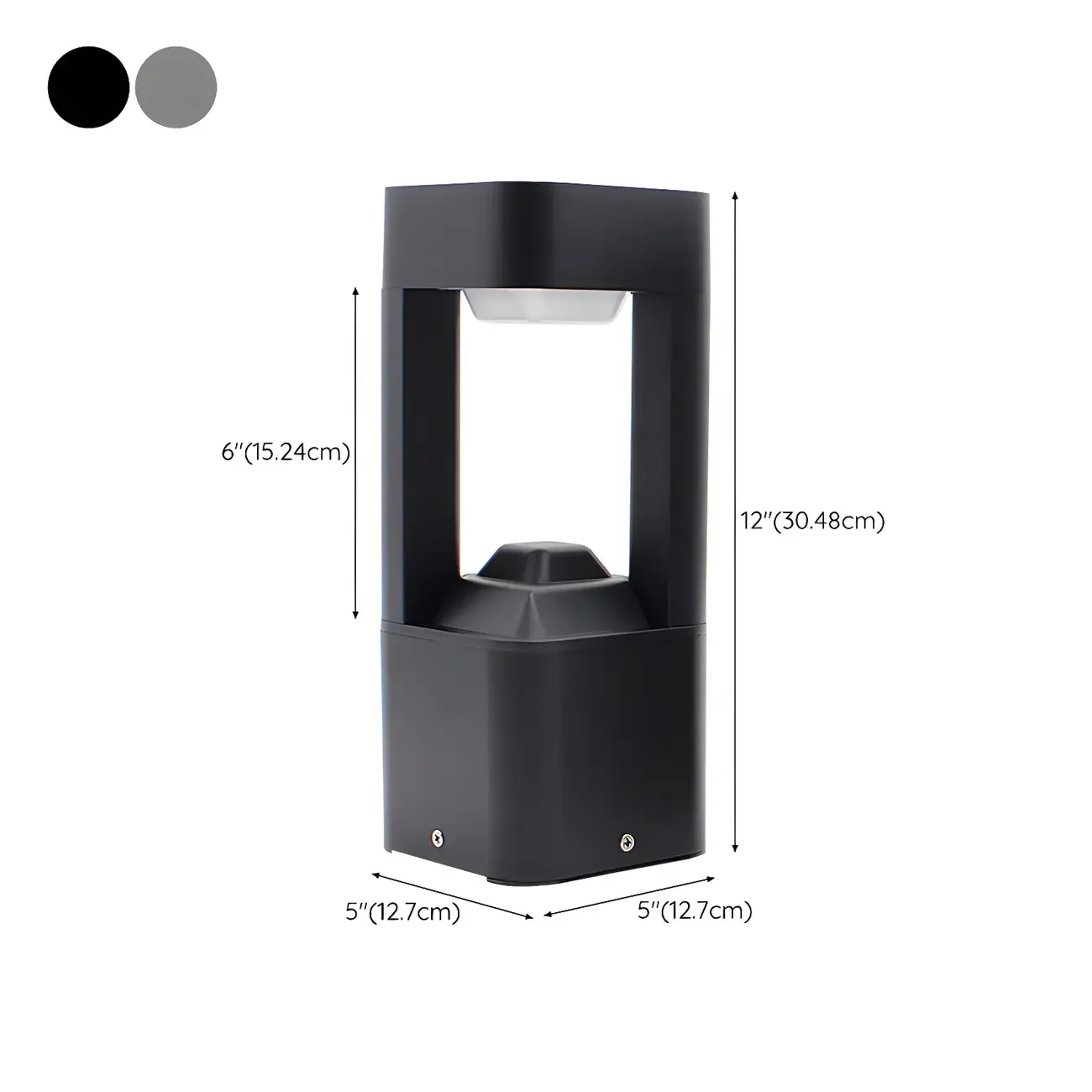 Black Metal Warm Light Lawn Post Cap Light